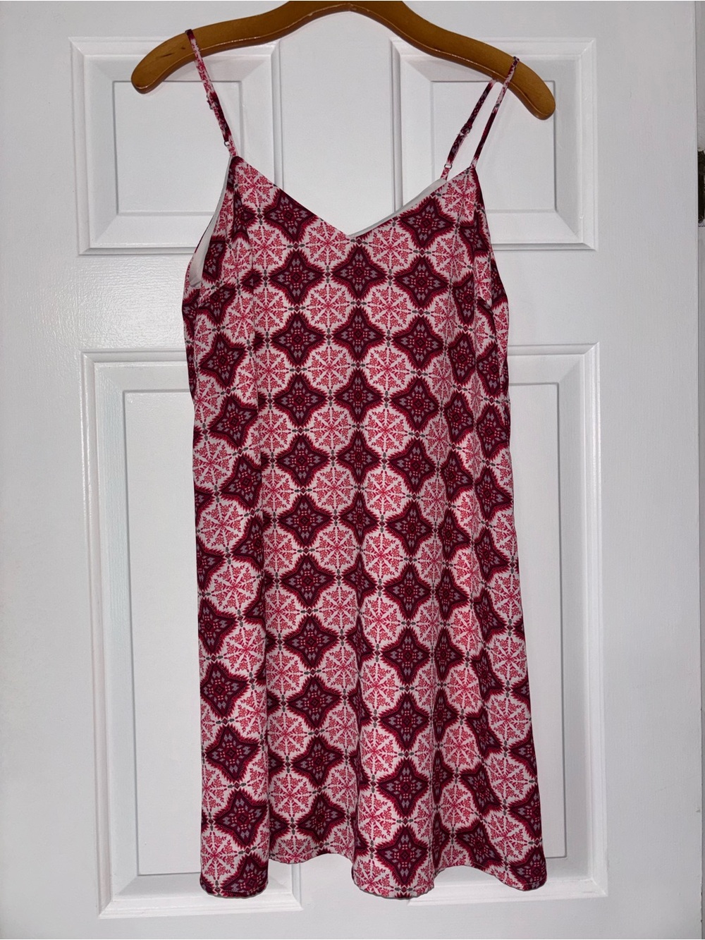 Women’s Pink & Burgundy Printed Slip Dress